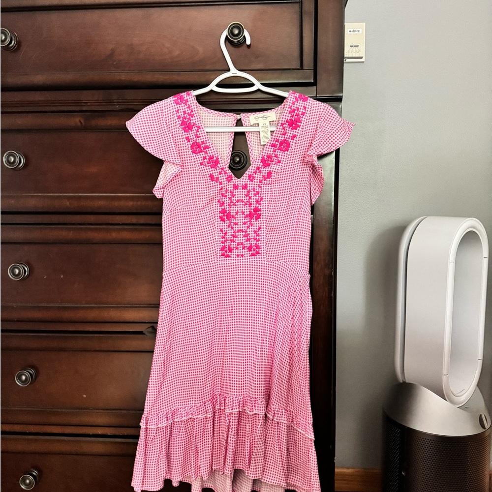 Jessica Simpson Pink Ruffled Sundress with Flutter Sleeves